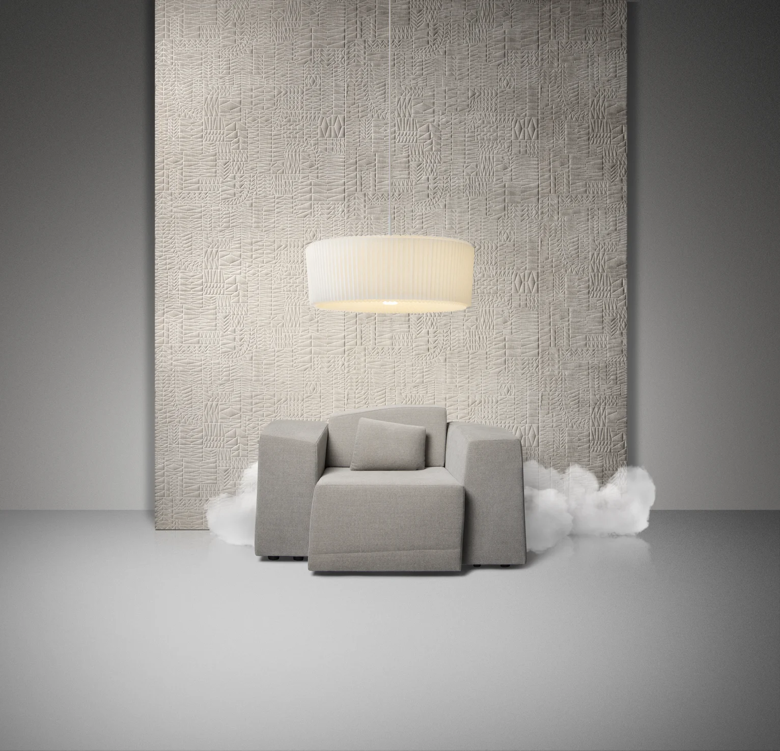 Poetic composition of Pogo Goat with SLT single seater and Plie Plisse suspension light